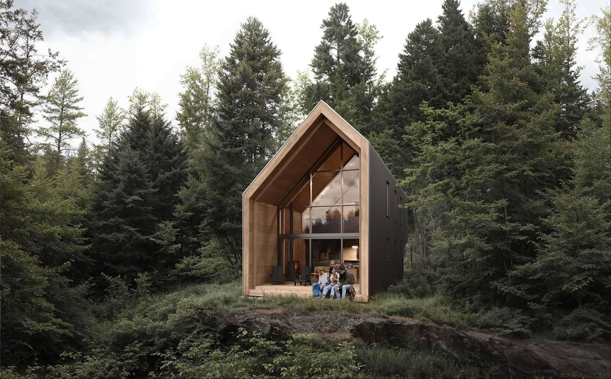 The Backcountry Hut Company System 02 prefab cabin exterior in summer