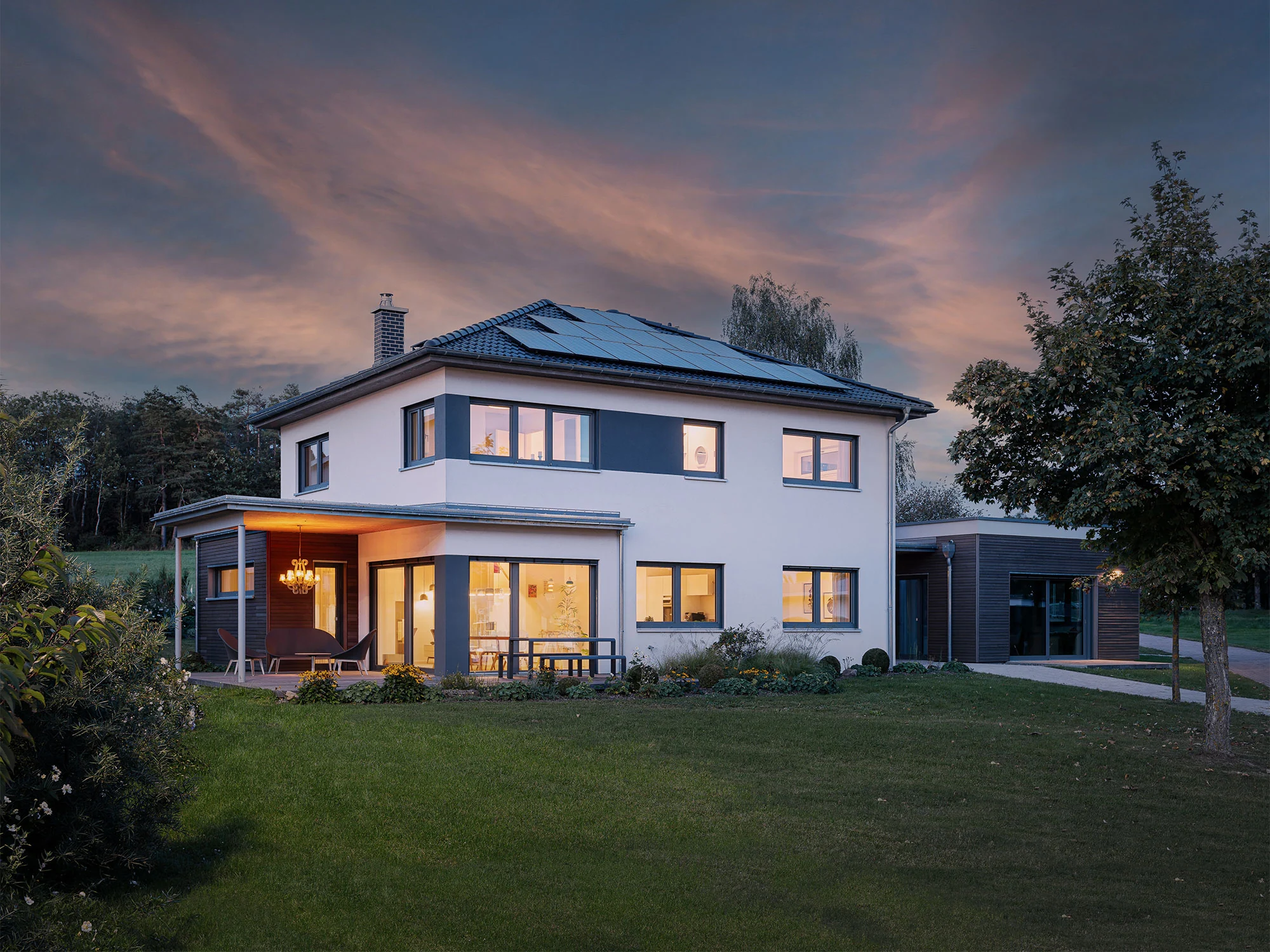 Hanse Haus Villa 178 exterior at dusk