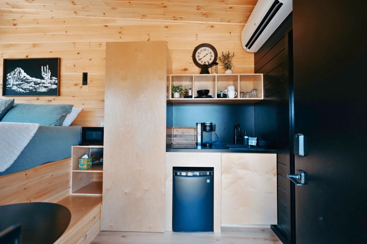 Kitchen inside the Nook Studio park model.