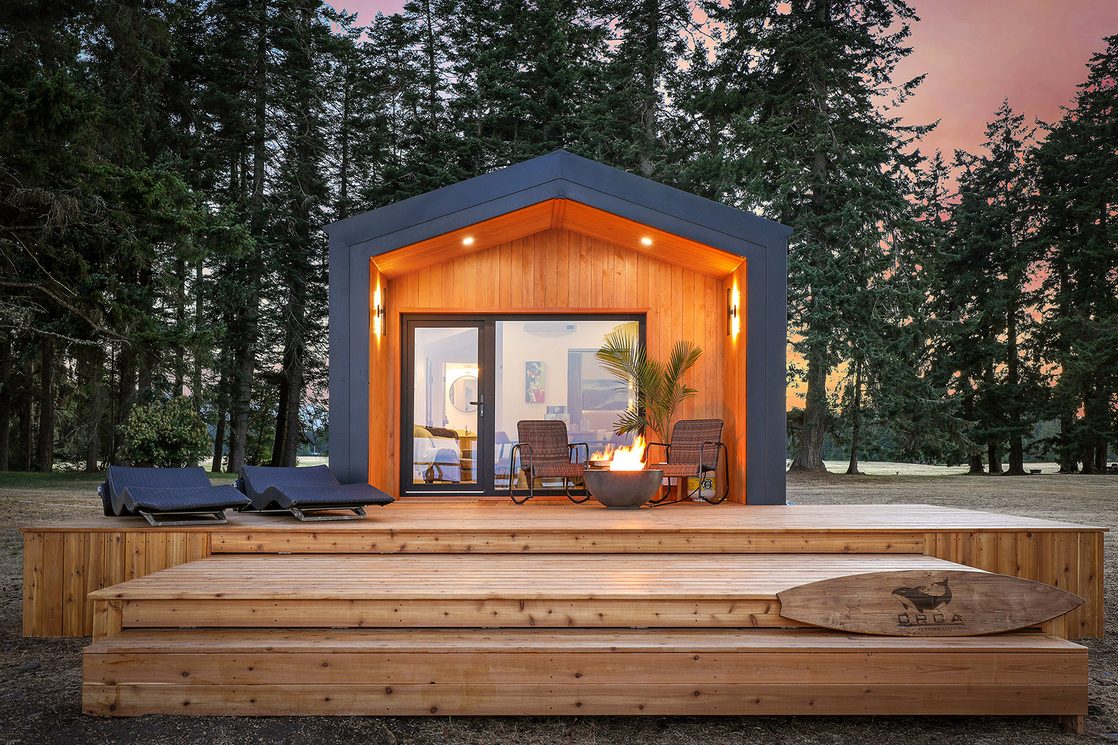 ORCA Pod 375 exterior at dusk, published by ORCA LGS