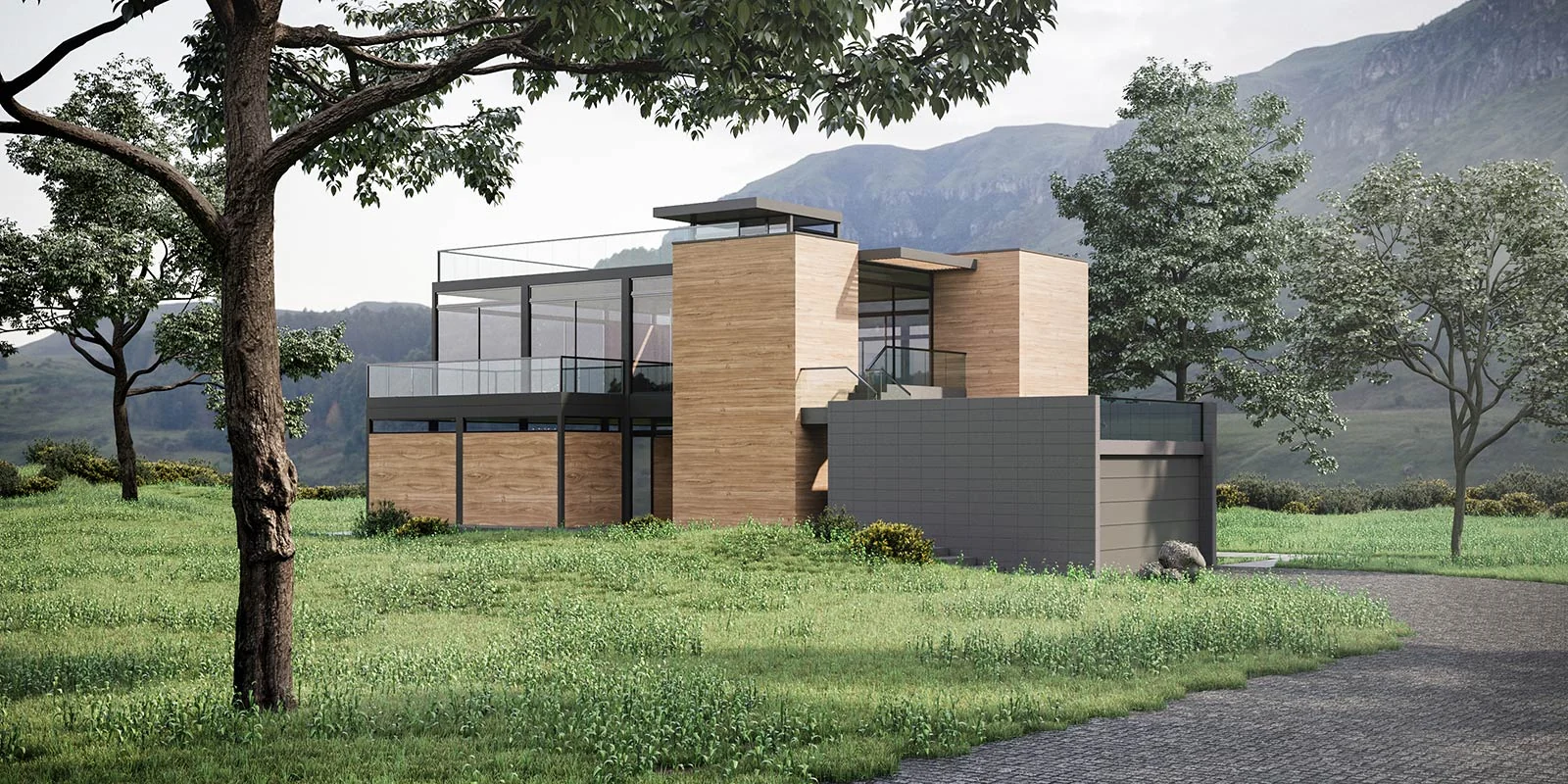 Official design rendering of the Plant Prefab Ray Kappe LivingHome 1 exterior